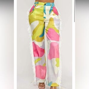 Women’s Print Pants w/fringe